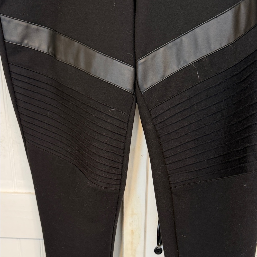 INC: Black Leggings with Leather look Accents size XL - Picture 4 of 7